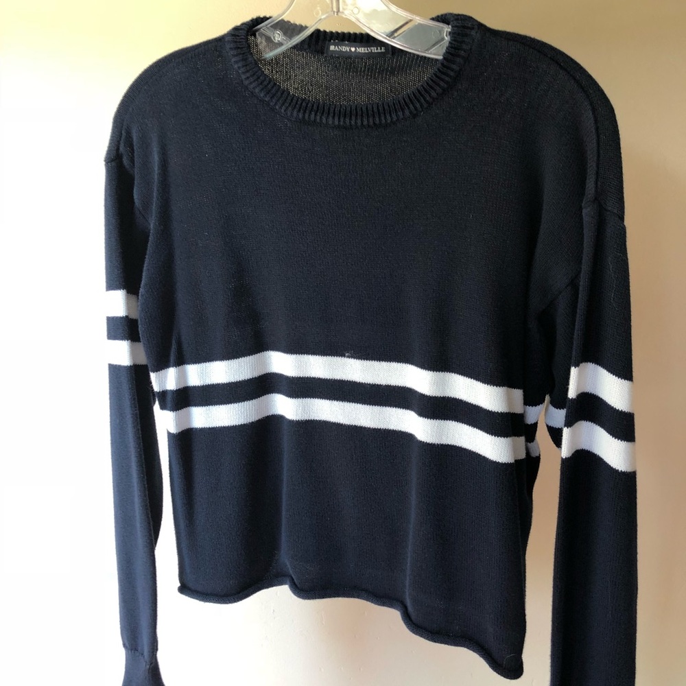 Navy Blue Brandy melville Striped Sweater